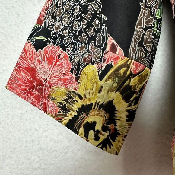 2/$30 Silk Collection Vintage 100% Silk Blazer Jacket Size 6 Artsy Hawaiian Boho - Picture 4 of 10